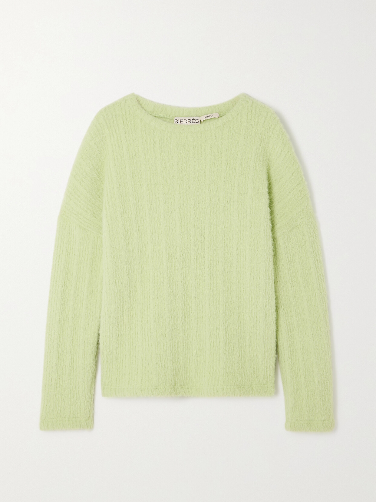 Siedres Mic Appliquéd Brushed Ribbed-knit Sweater In Green