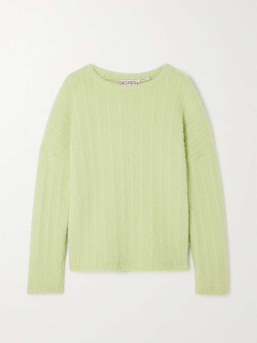 SIEDRÉS Mic Appliquéd Brushed Ribbed-knit Sweater
