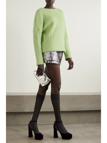 Siedrés Mic appliquéd brushed ribbed-knit sweater