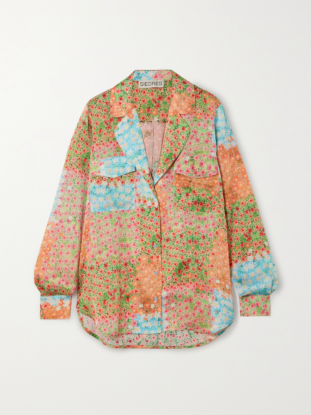 SIEDRÉS Micla Floral-print Crepon Shirt - Orange