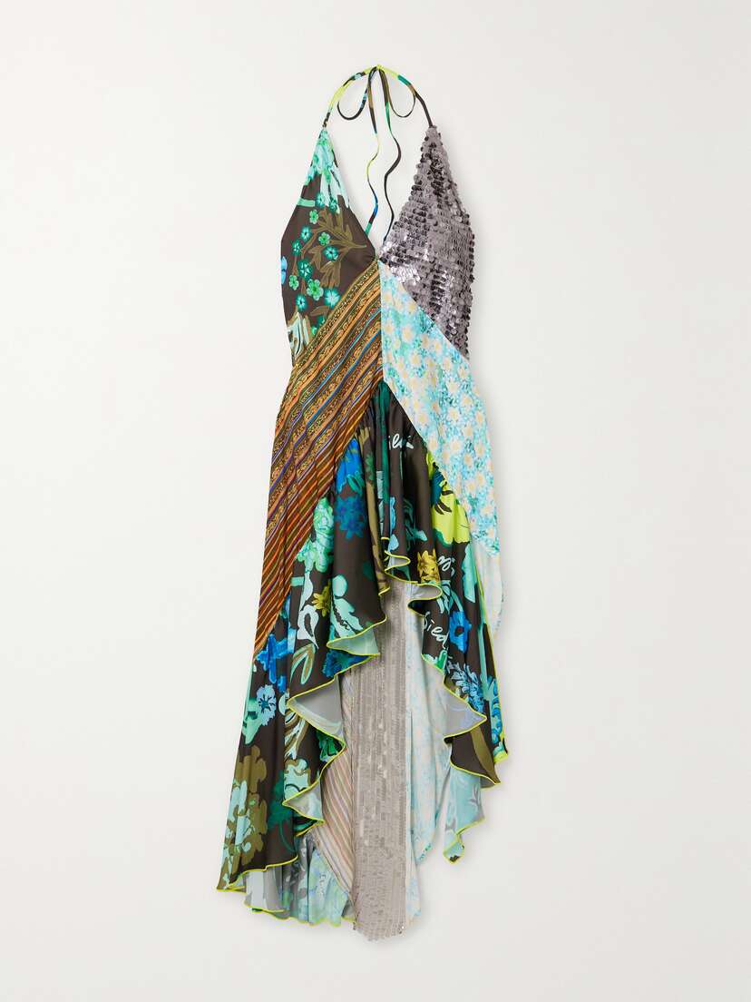 SIEDRÉS Izen Printed Twill, Satin And Sequined Ecovero™-blend Tulle Mini Dress