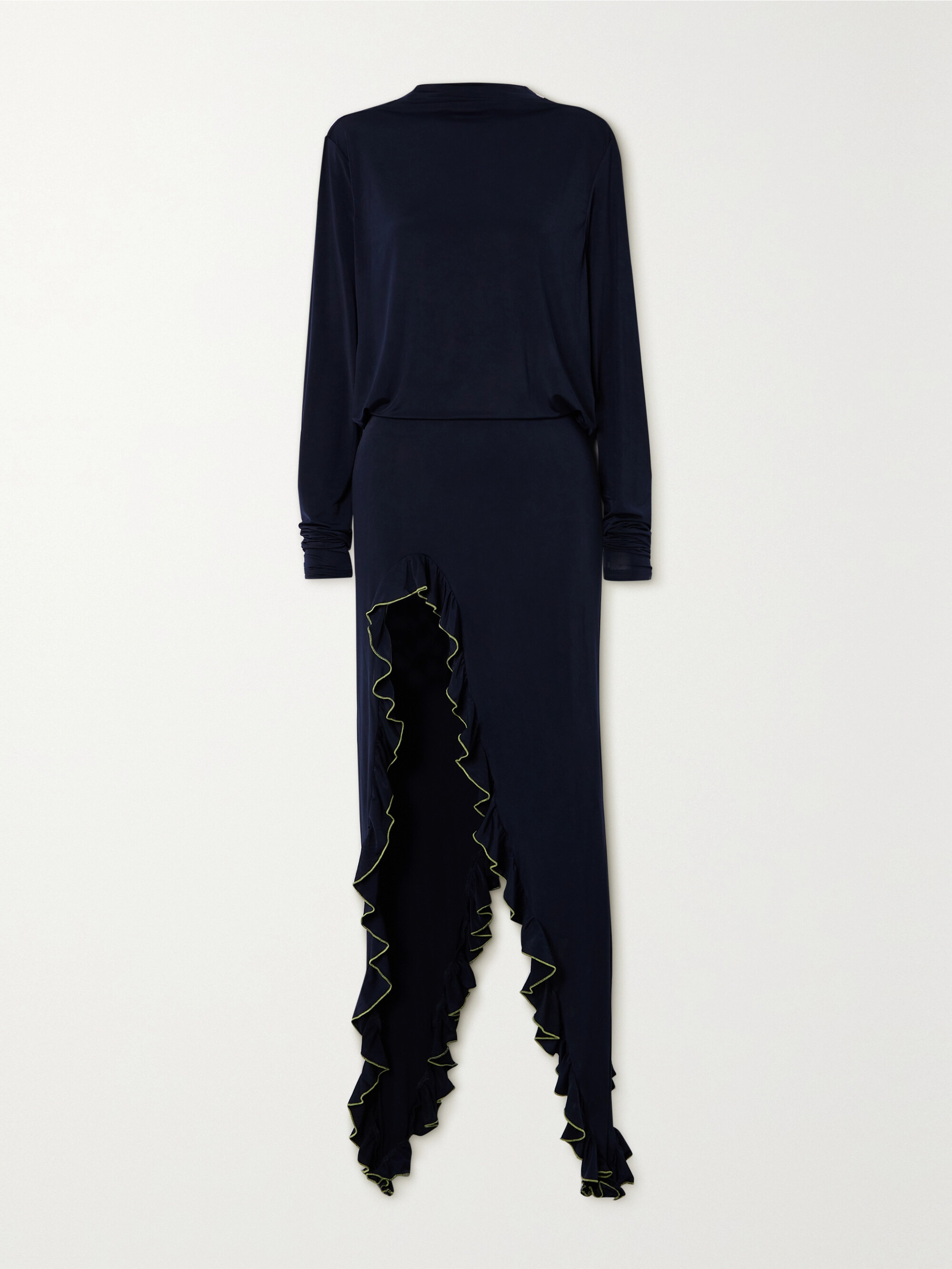 Siedrés Alea asymmetric ruffled embroidered stretch-jersey maxi dress