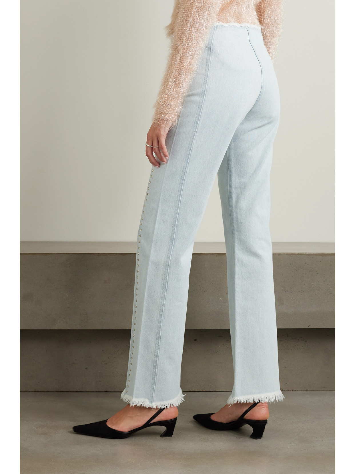 Siedrés - Giny Frayed Embellished High-Rise Wide- Leg