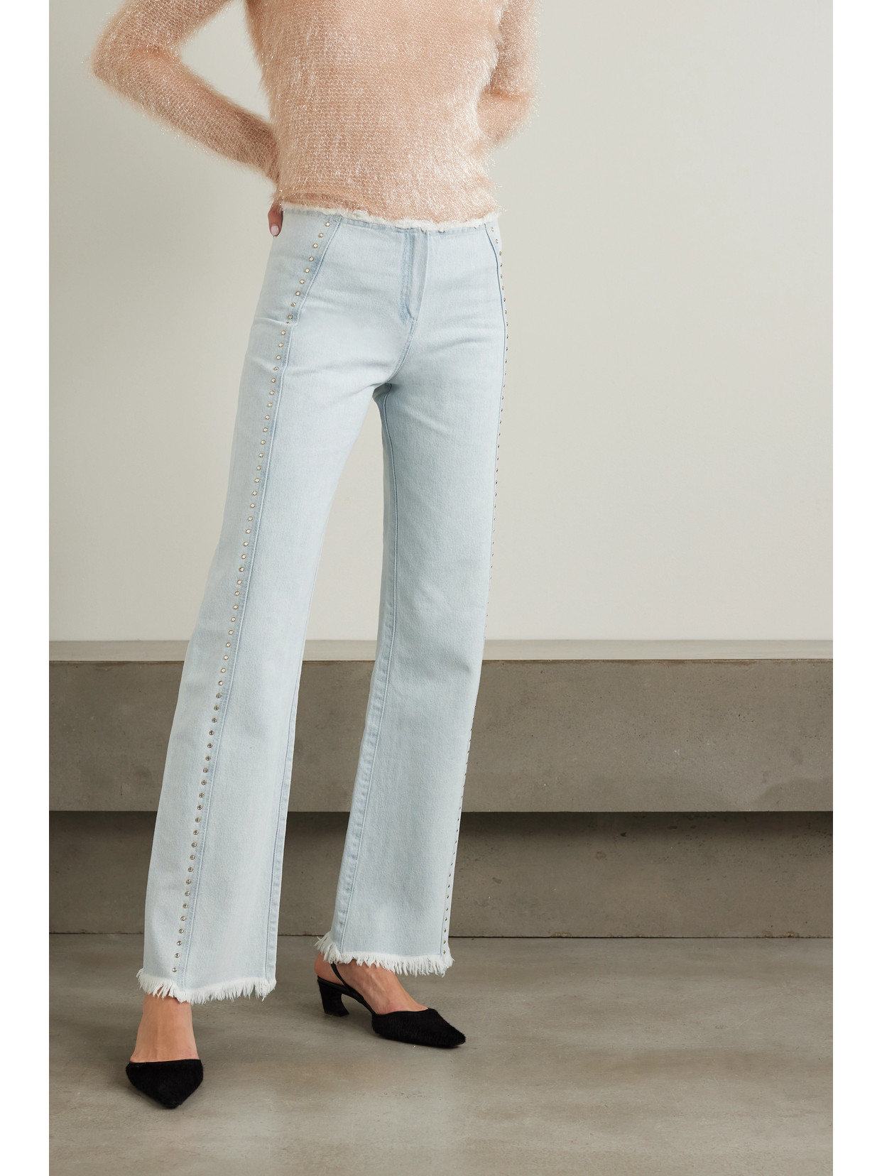 Siedrés - Giny Frayed Embellished High-Rise Wide- Leg