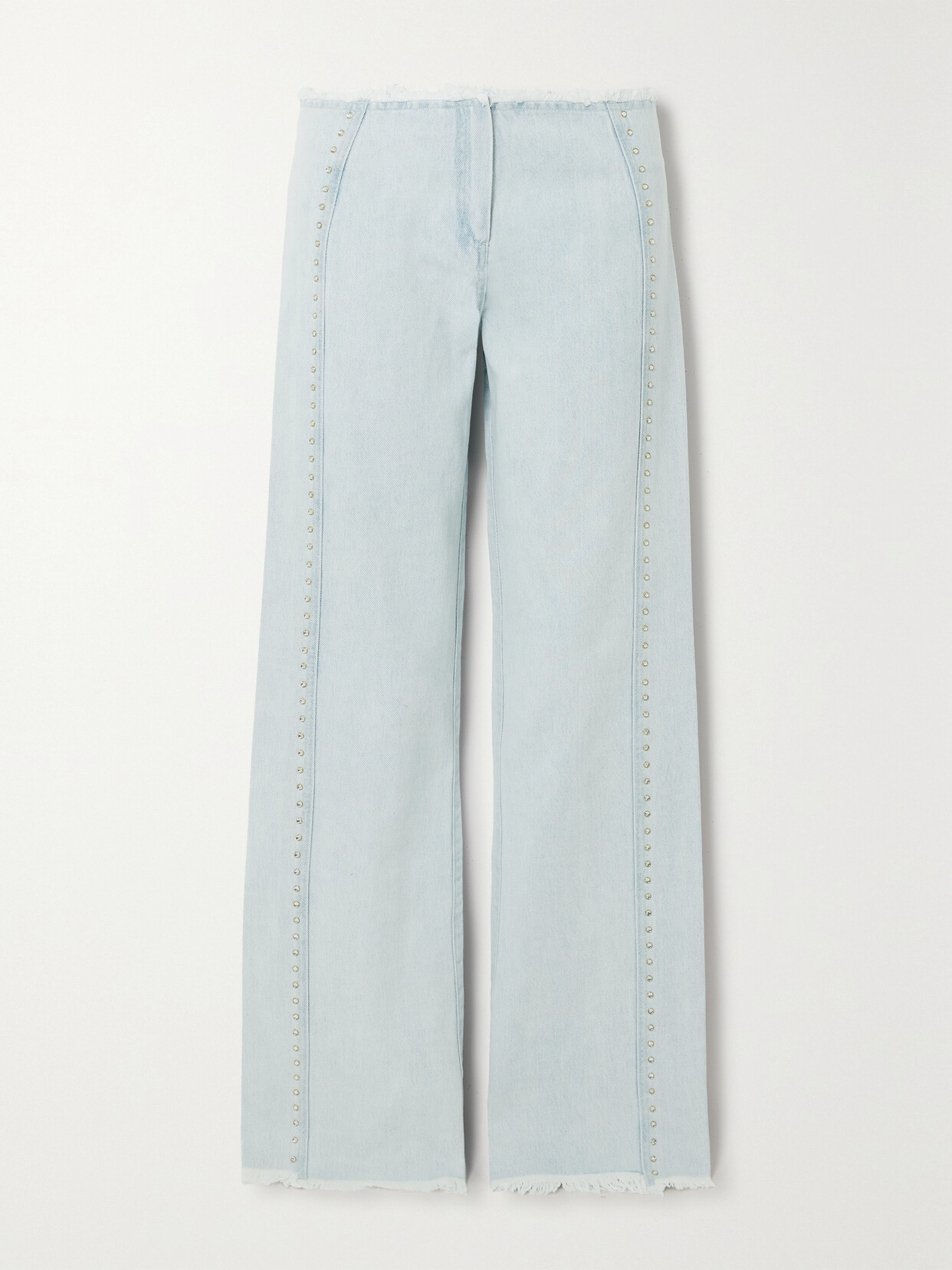 Siedres Giny Frayed Embellished High-rise Wide-leg Jeans In Blue