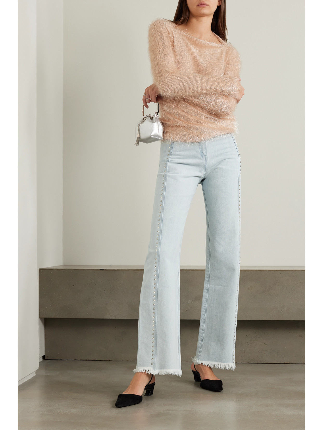 Siedrés - Giny Frayed Embellished High-Rise Wide- Leg