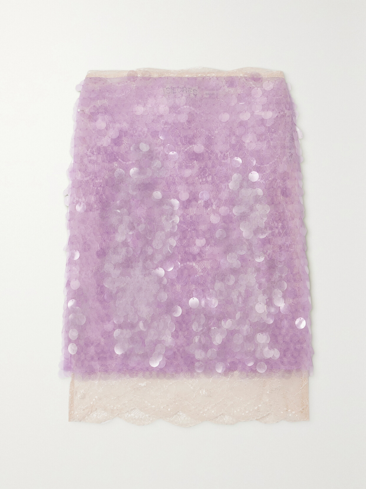 SIEDRÉS Helena Scalloped Sequined Lace Skirt - Purple