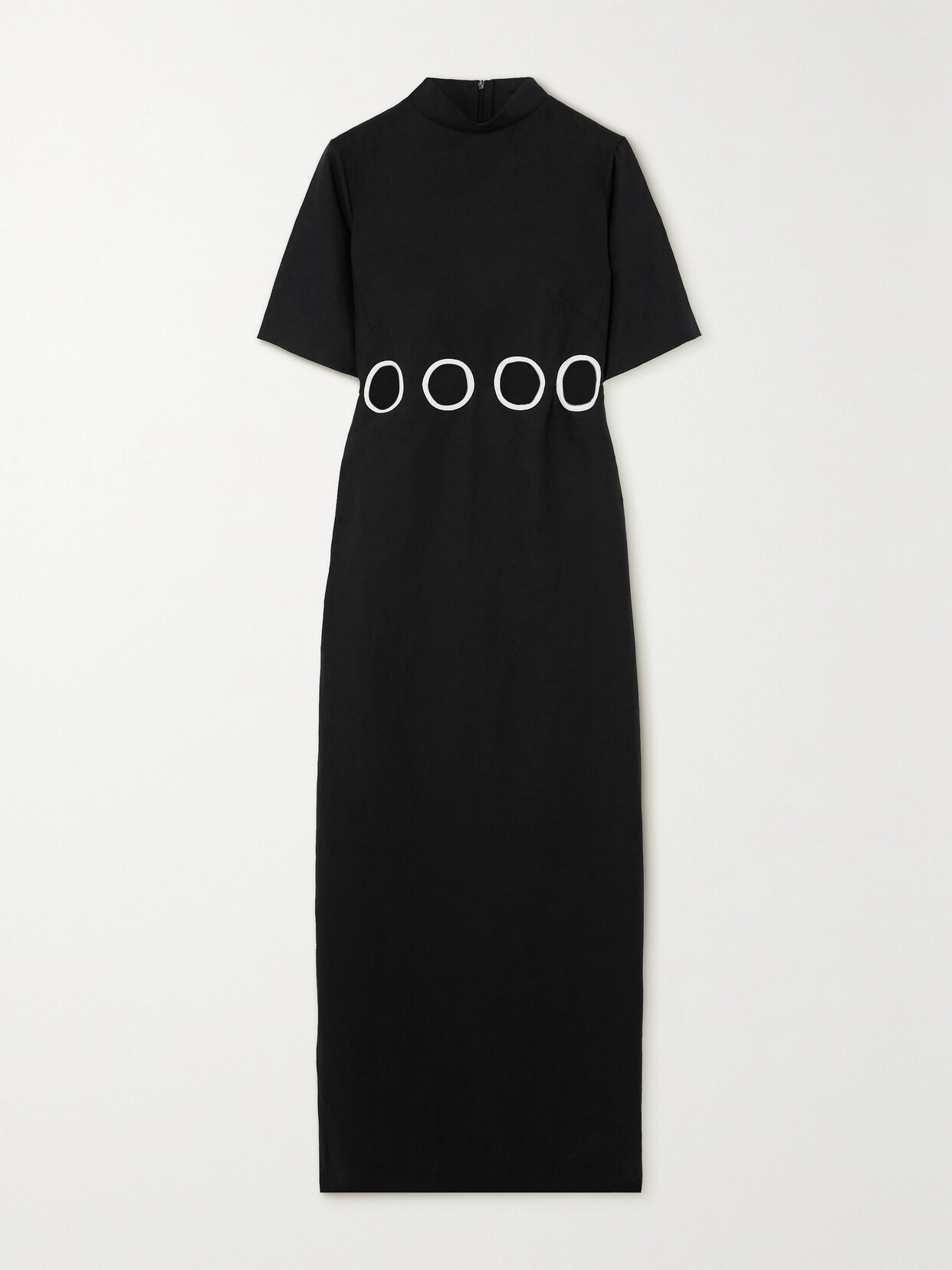 D'estree Yayoi Cutout Linen And Cotton-blend Midi Dress In Black