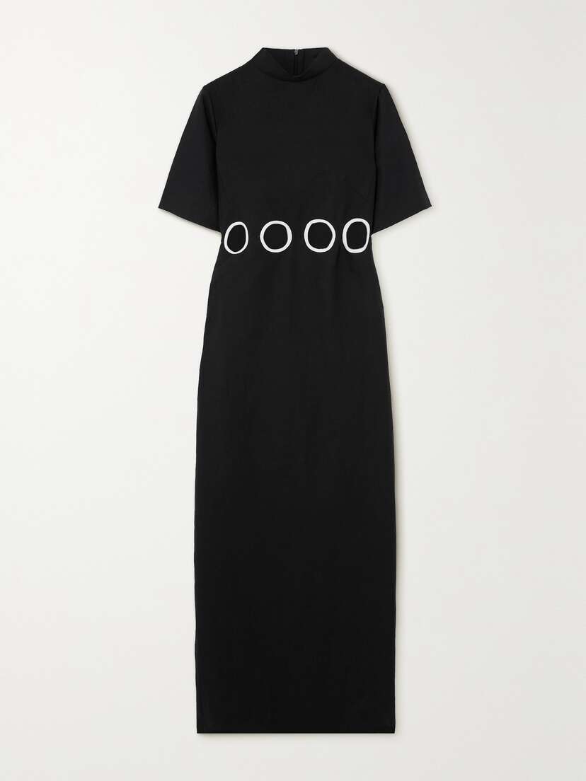 DESTREE Yayoi Cutout Linen And Cotton-blend Midi Dress