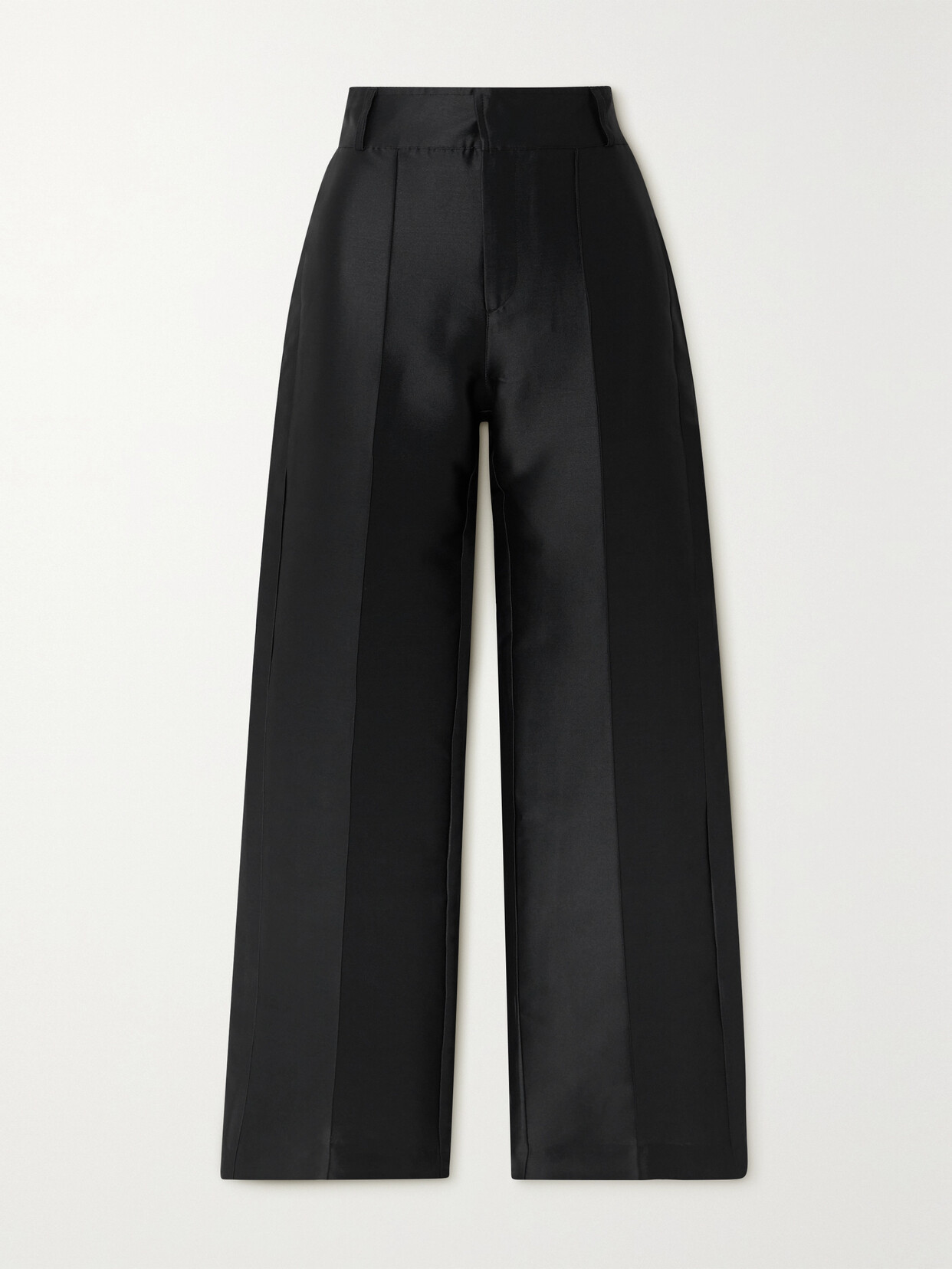 D'estree Yoshitomo Pleated Faille Wide-leg Pants In Black