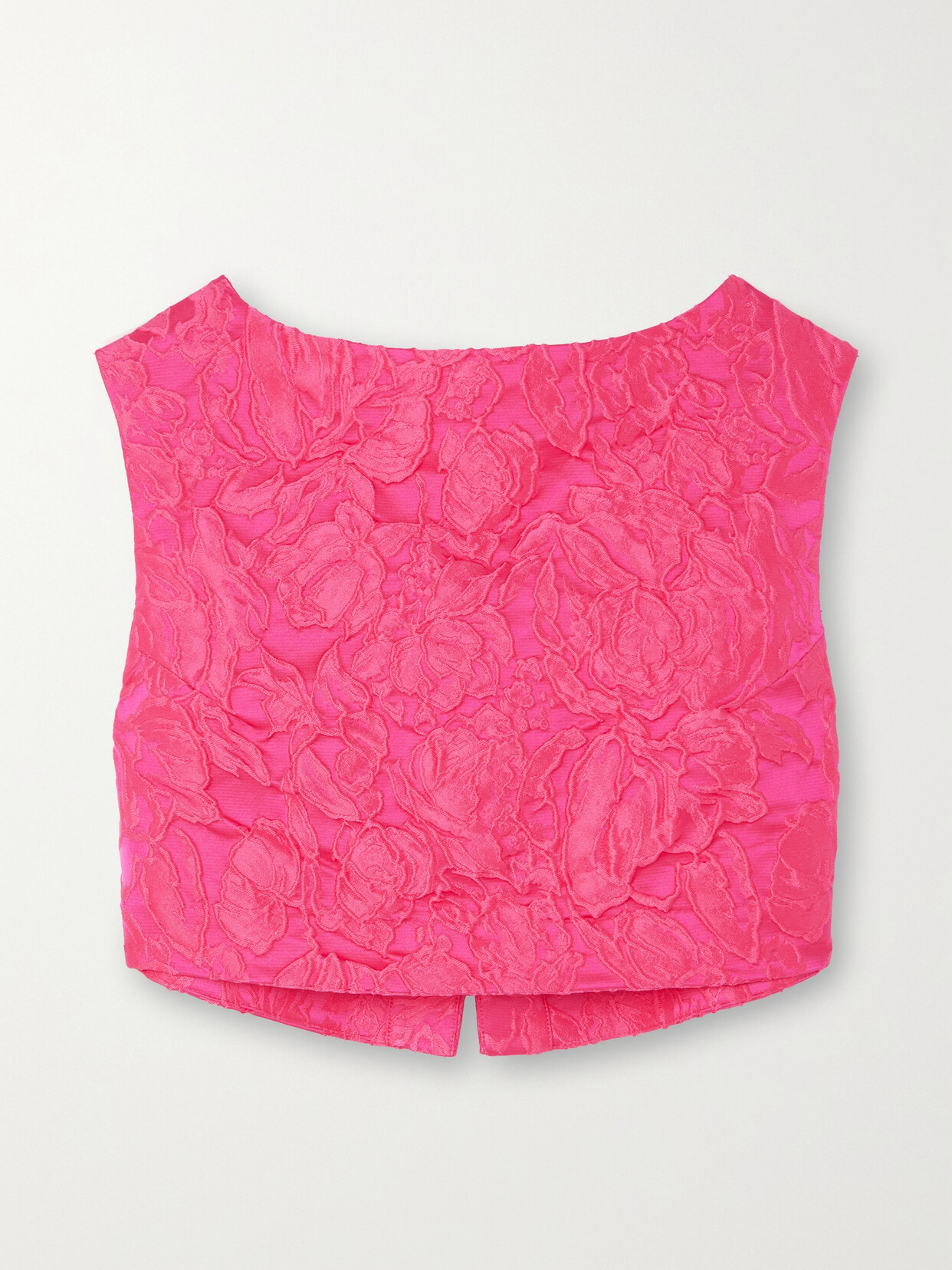 DESTREE - Richard Cropped Floral-jacquard Top - Purple