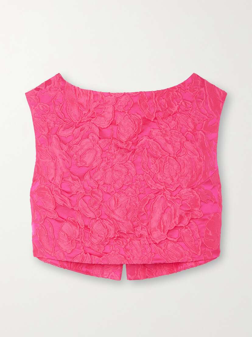 DESTREE Richard Cropped Floral-jacquard Top