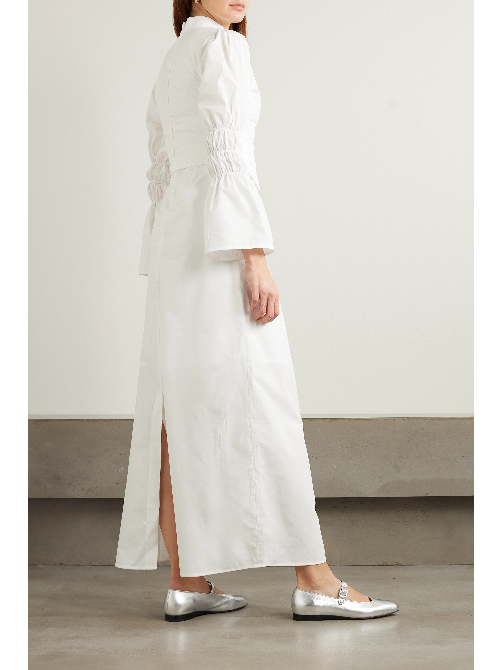 Destree Keith shirred cotton-poplin maxi dress