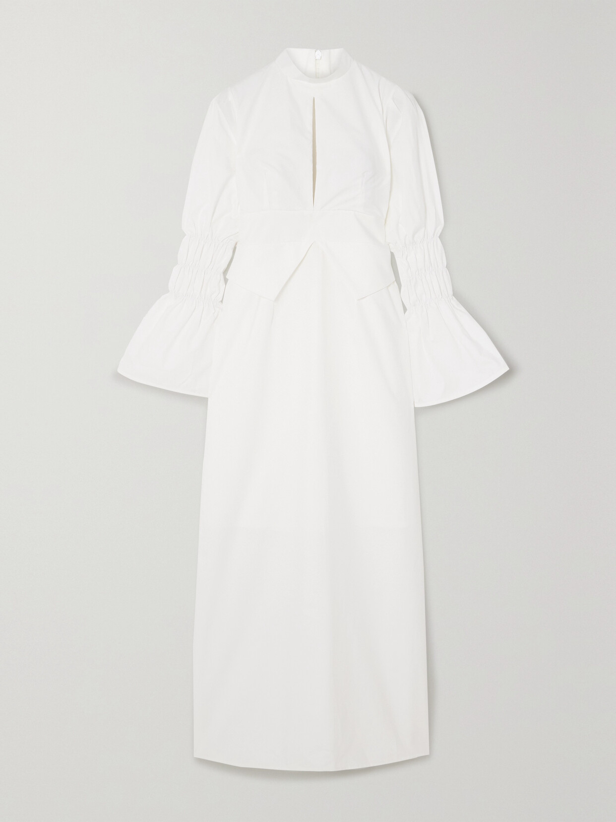 D'estree Keith Shirred Cotton-poplin Maxi Dress In White