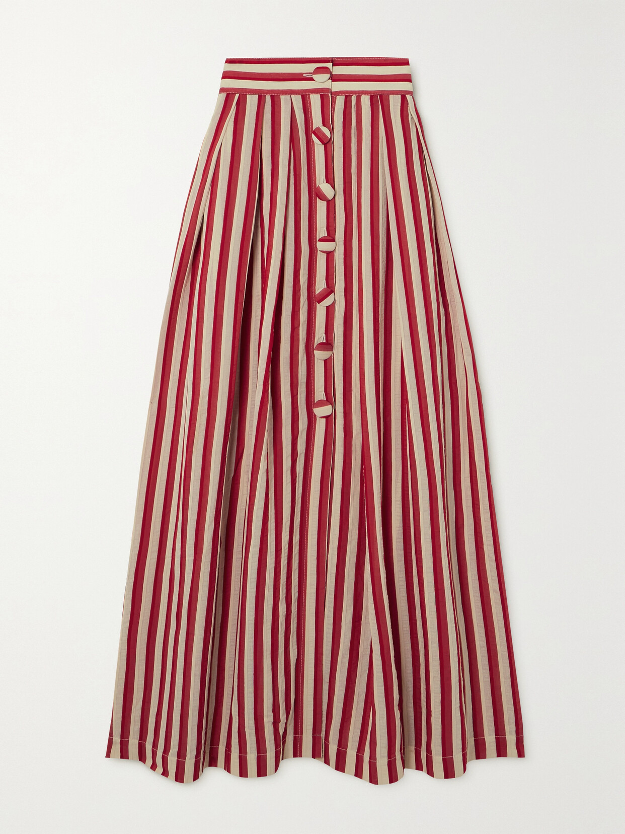 DESTREE - Irving Striped Faille Maxi Skirt - Red