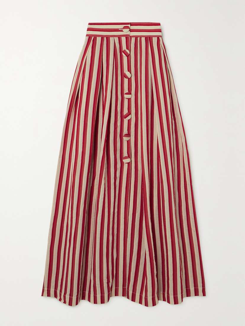 DESTREE Irving Striped Faille Maxi Skirt