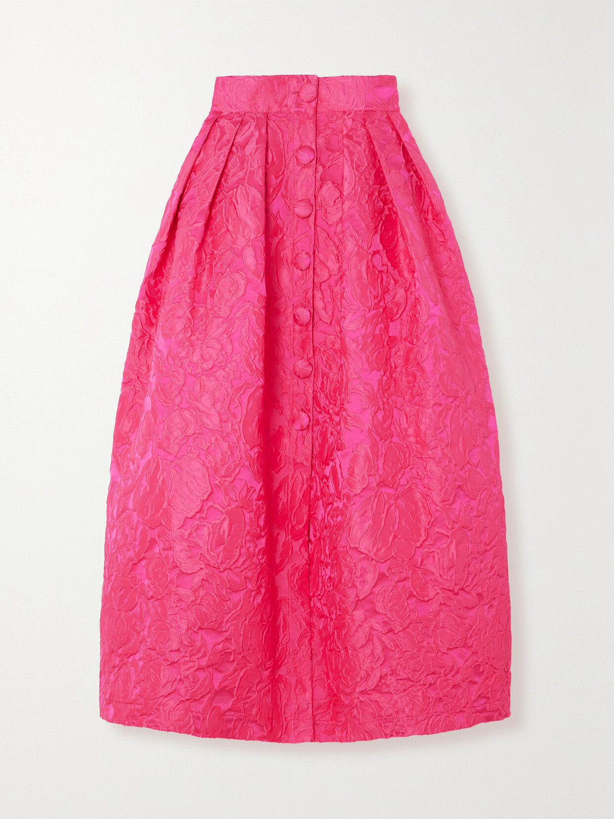 DESTREE Ivring Pleated Floral-jacquard Midi Skirt - Purple