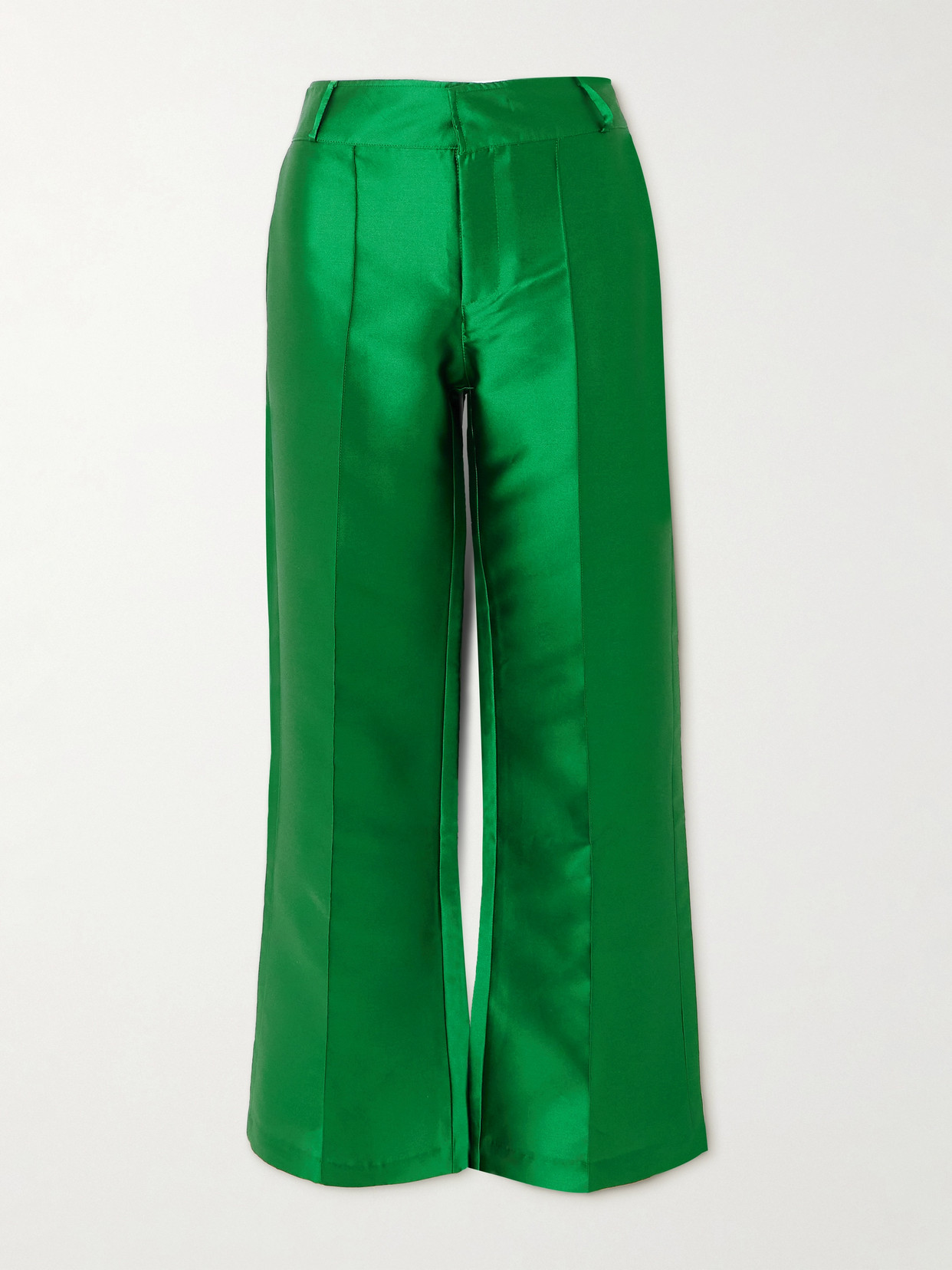 DESTREE Yoshi Cropped Taffeta Wide-leg Pants - Green