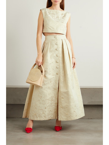 Destree Richard cropped metallic floral brocade top