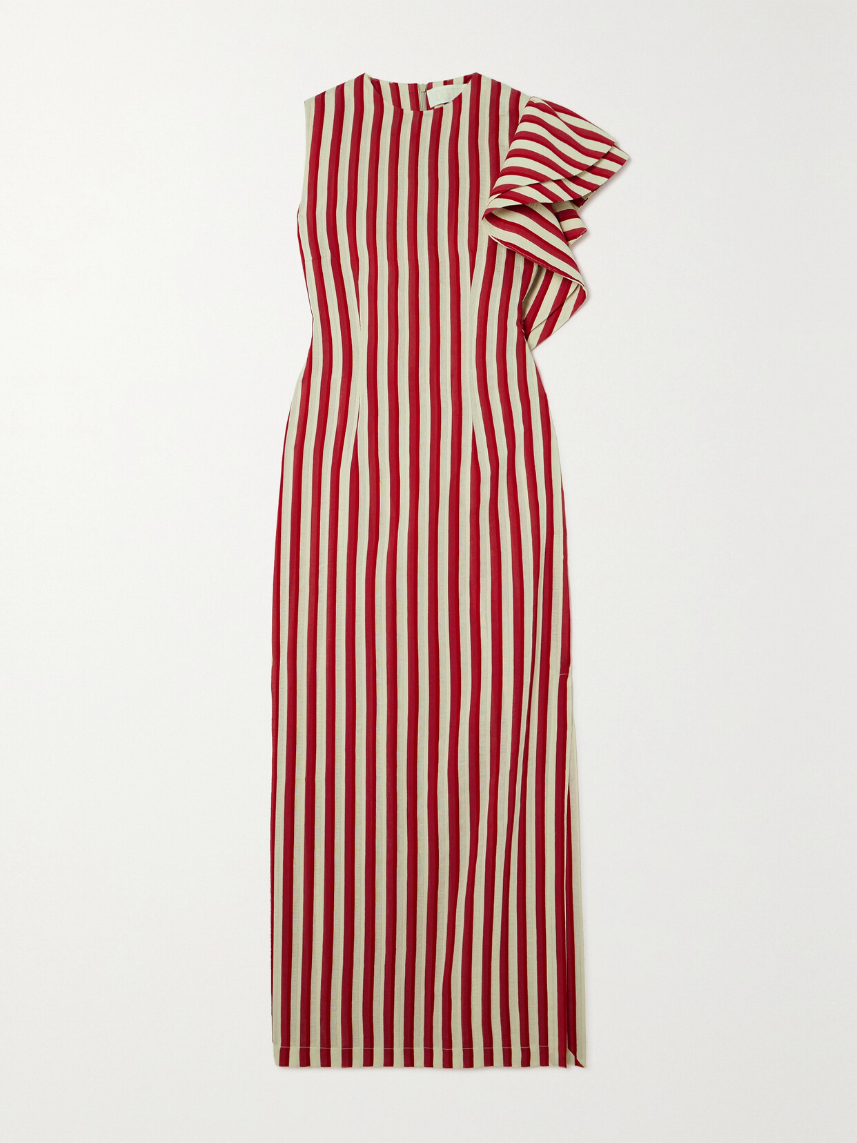 DESTREE Franz Ruffled Striped Faille Maxi Dress - Red