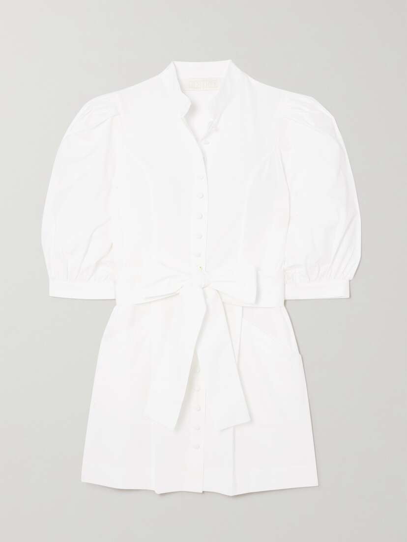 DESTREE Amoako Belted Cotton-poplin Mini Dress