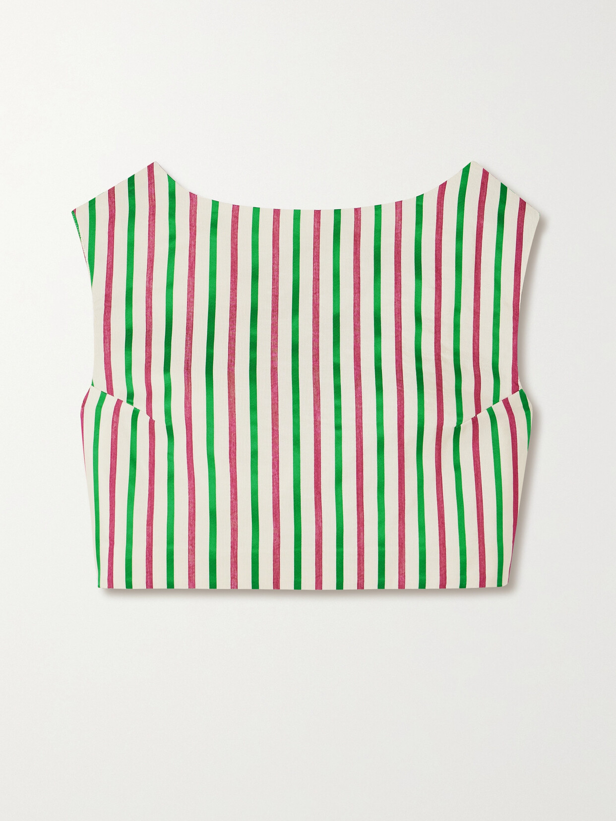 DESTREE Richard Cropped Striped Faille Top - Green