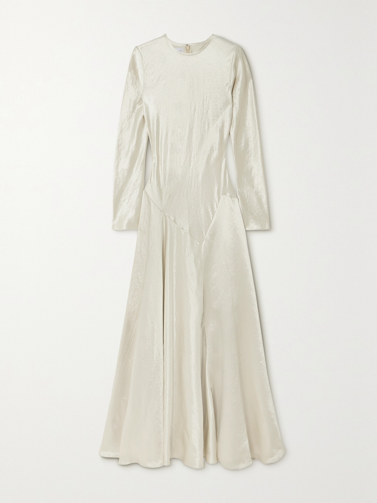 Abadia Yara Paneled Hammered-satin Gown In Silver