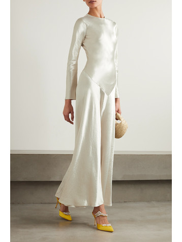 Abadia Yara paneled hammered-satin gown