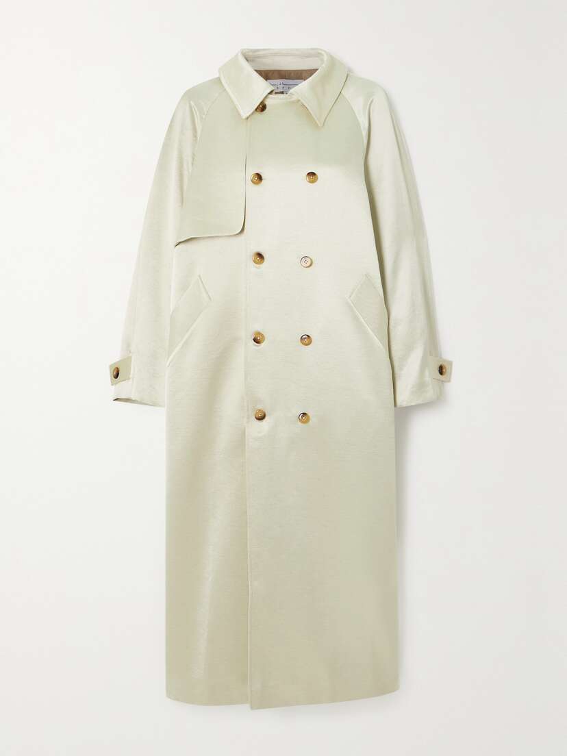 Abadia Double-breasted Satin-twill Trench Coat - xx large