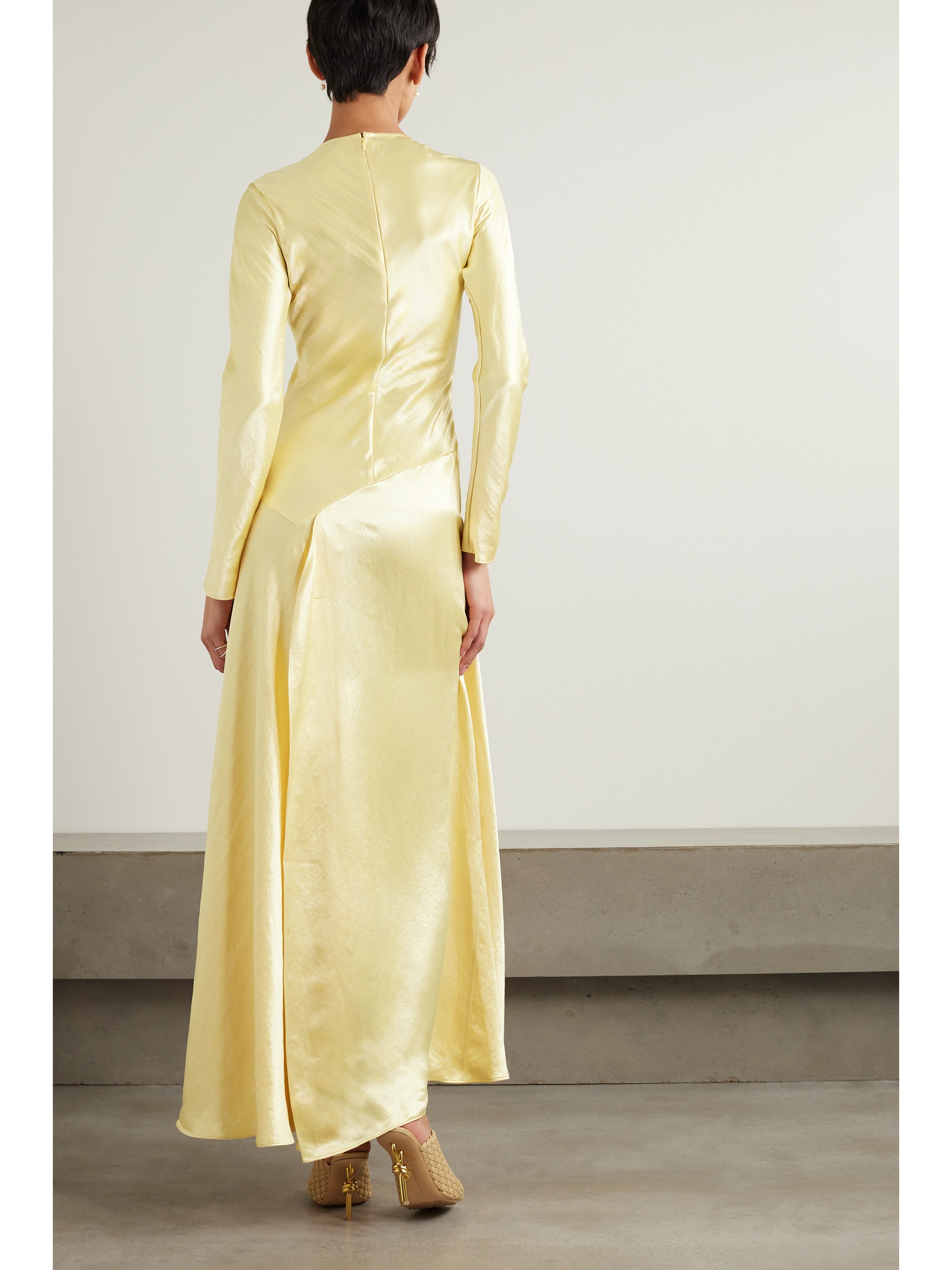 Abadia Yara paneled hammered-satin gown