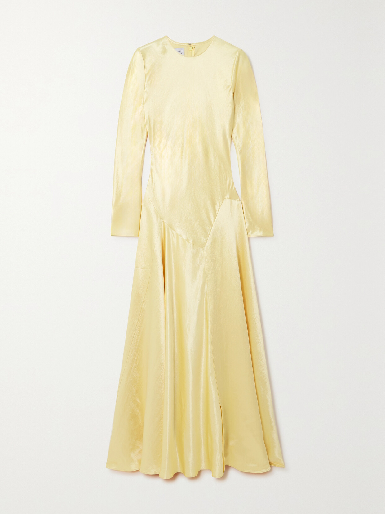Abadia Yara Paneled Hammered-satin Gown In Yellow