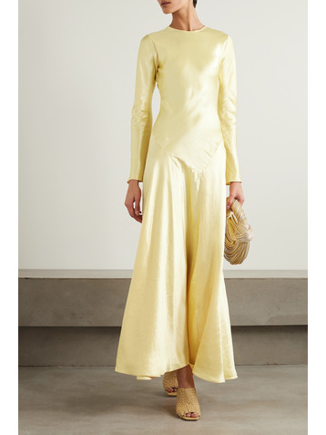 Abadia Yara paneled hammered-satin gown