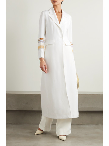 Abadia Nuun bead-embellished grosgrain-trimmed braided piqué coat