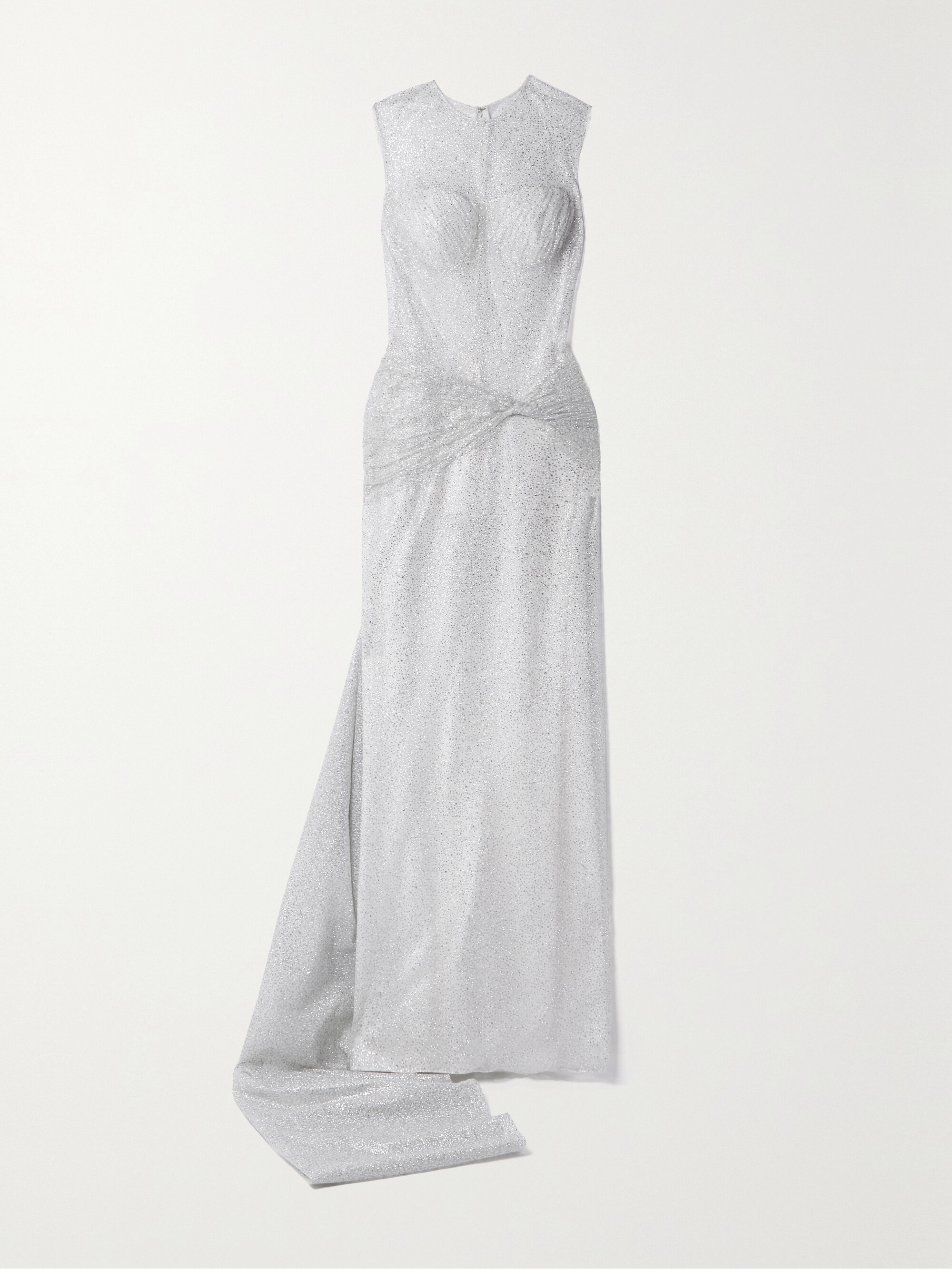 Sandra Mansour Sunlight ruched glittered tulle gown