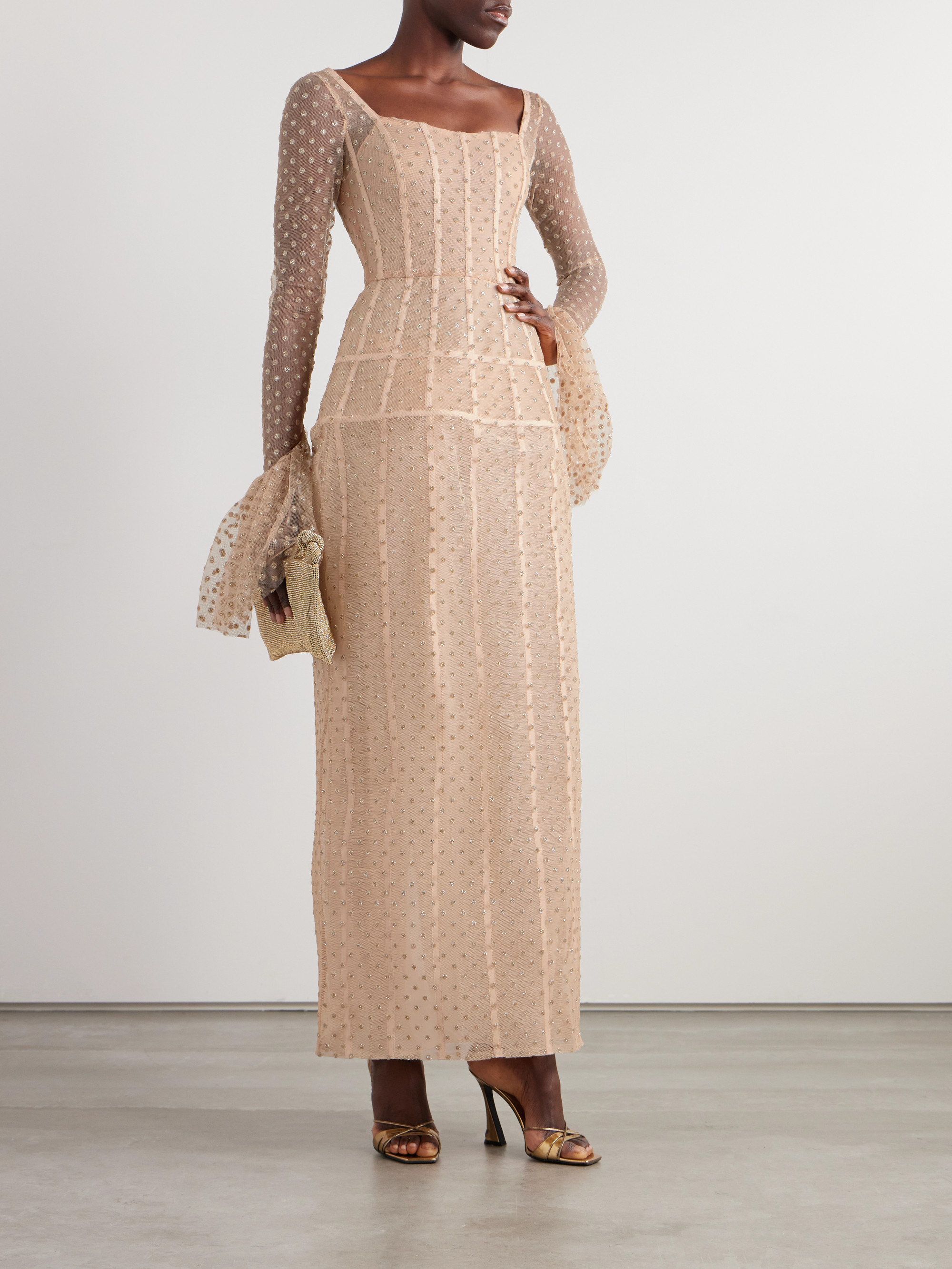 Sandra Mansour Euphoria glittered Swiss-dot tulle maxi dress