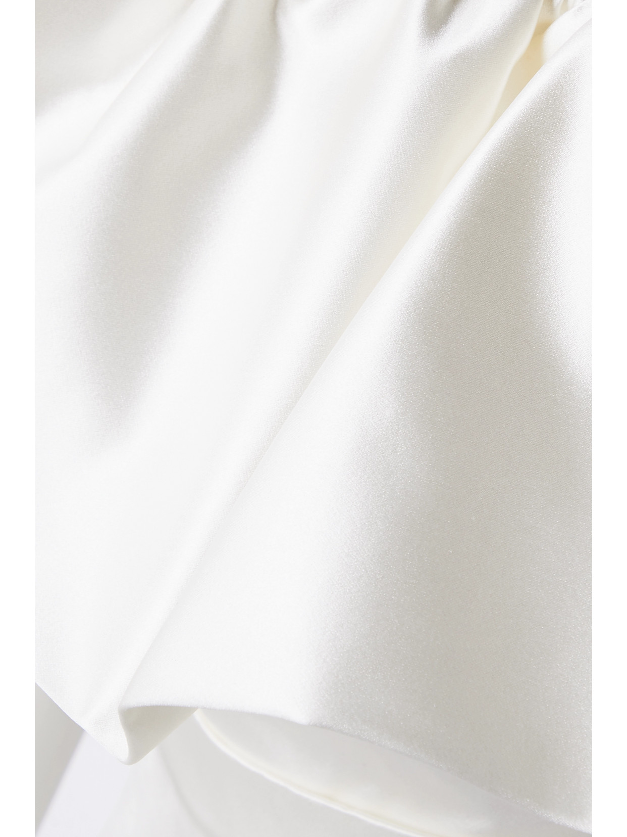 Sandra Mansour Stillness Off-the-shoulder Gathered Ruched Silk-satin Gown In Ecru