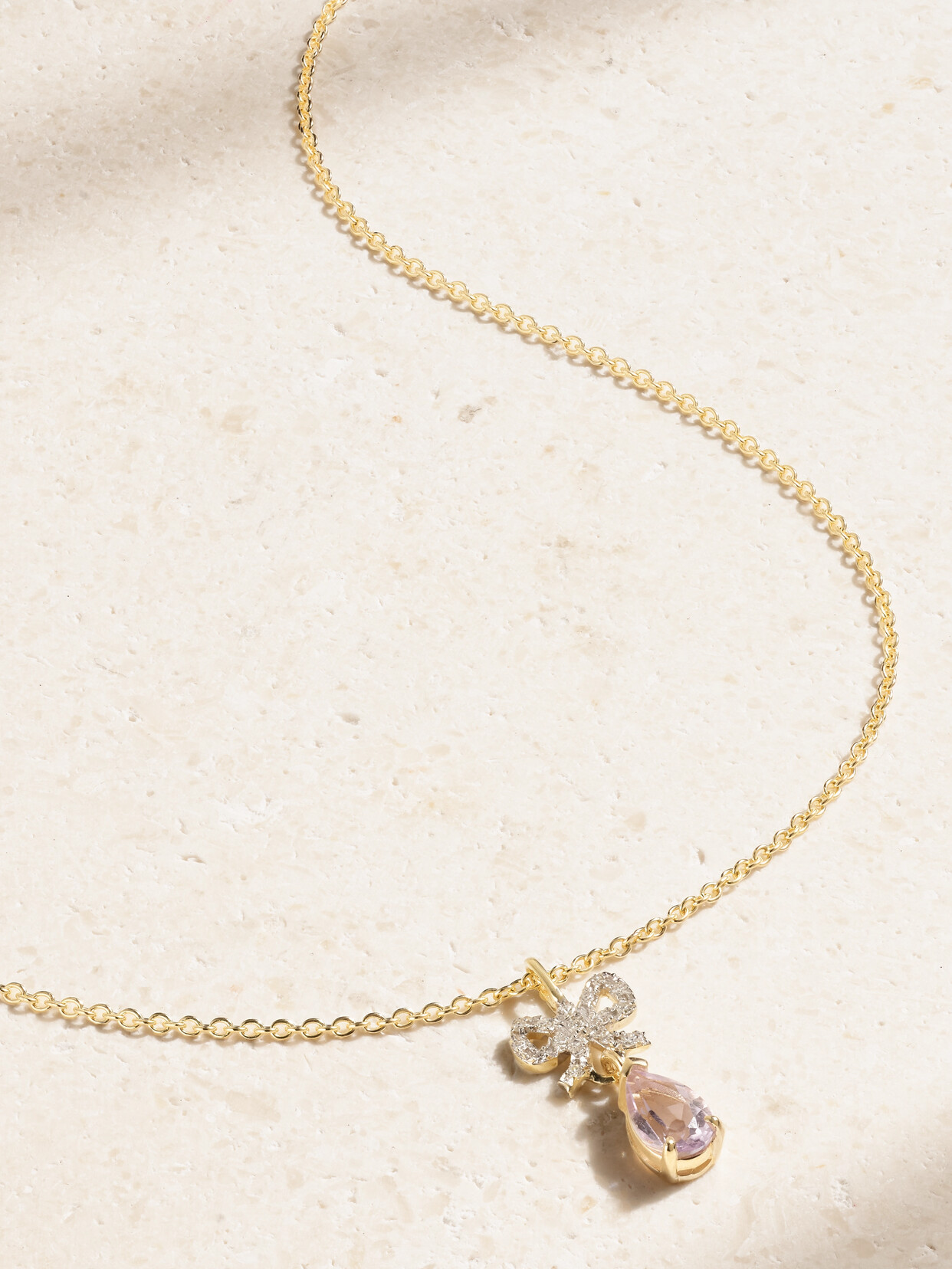 Stone And Strand Pretty In Pink 10-karat Gold, Amethyst And Diamond Necklace