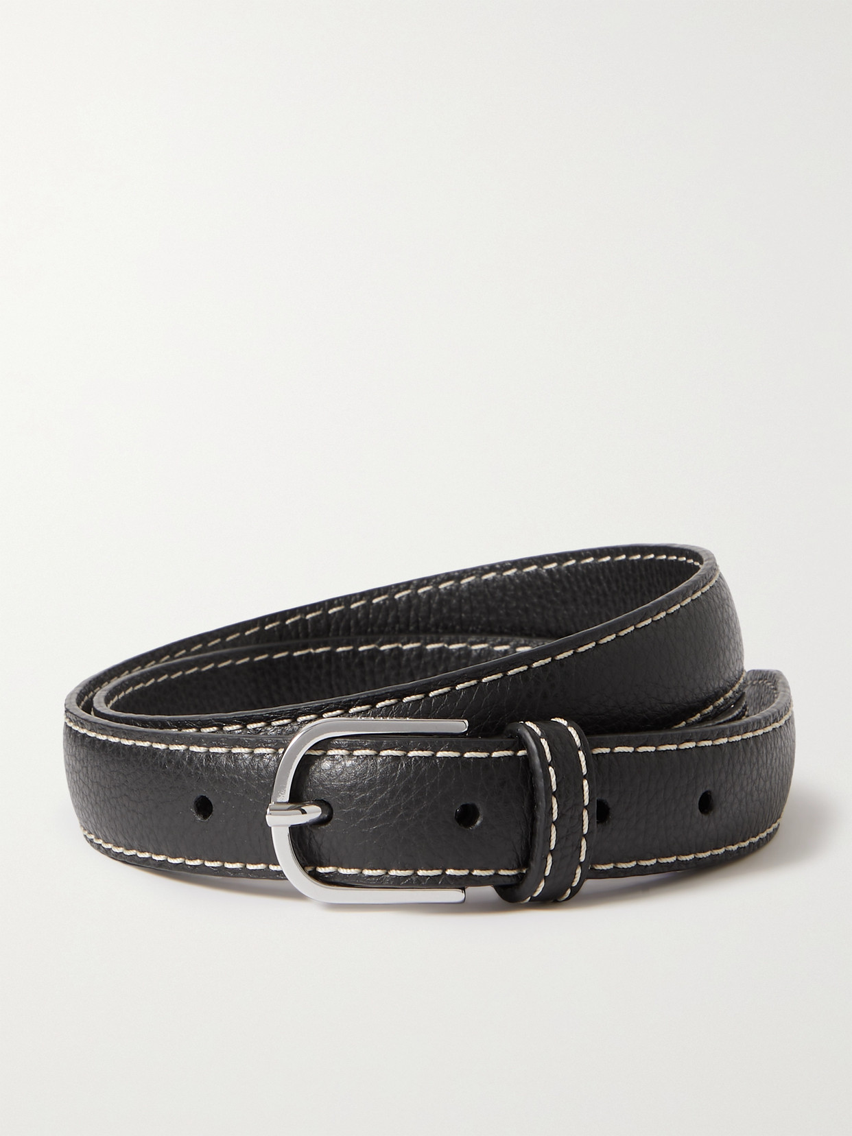 Shop Totême Leather Belt In Black