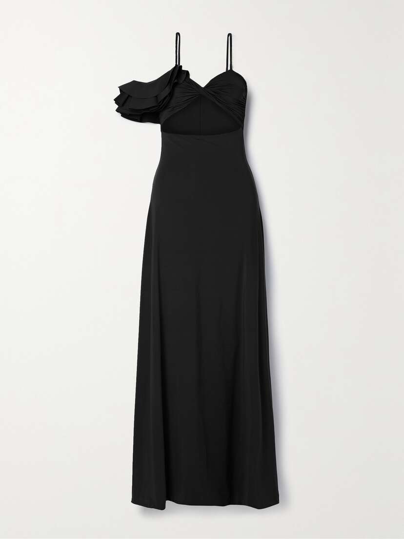 Maygel Coronel + Net Sustain Cavalieri Cutout Ruffled Stretch-jersey Maxi Dress
