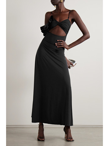 Maygel Coronel + NET SUSTAIN Cavalieri cutout ruffled stretch-jersey maxi dress