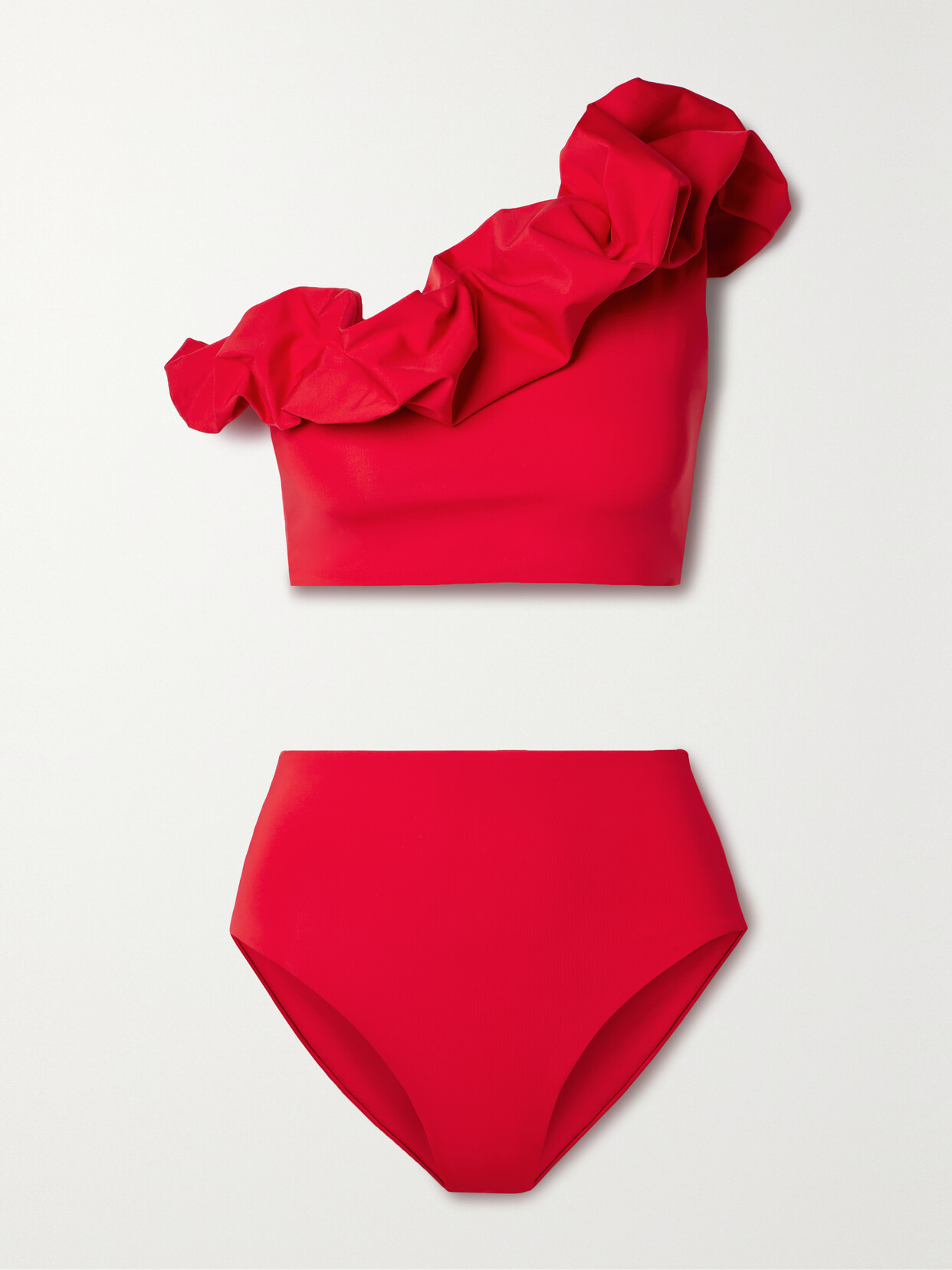 Maygel Coronel - + Net Sustain Merly One-shoulder Ruffled Bikini - Red