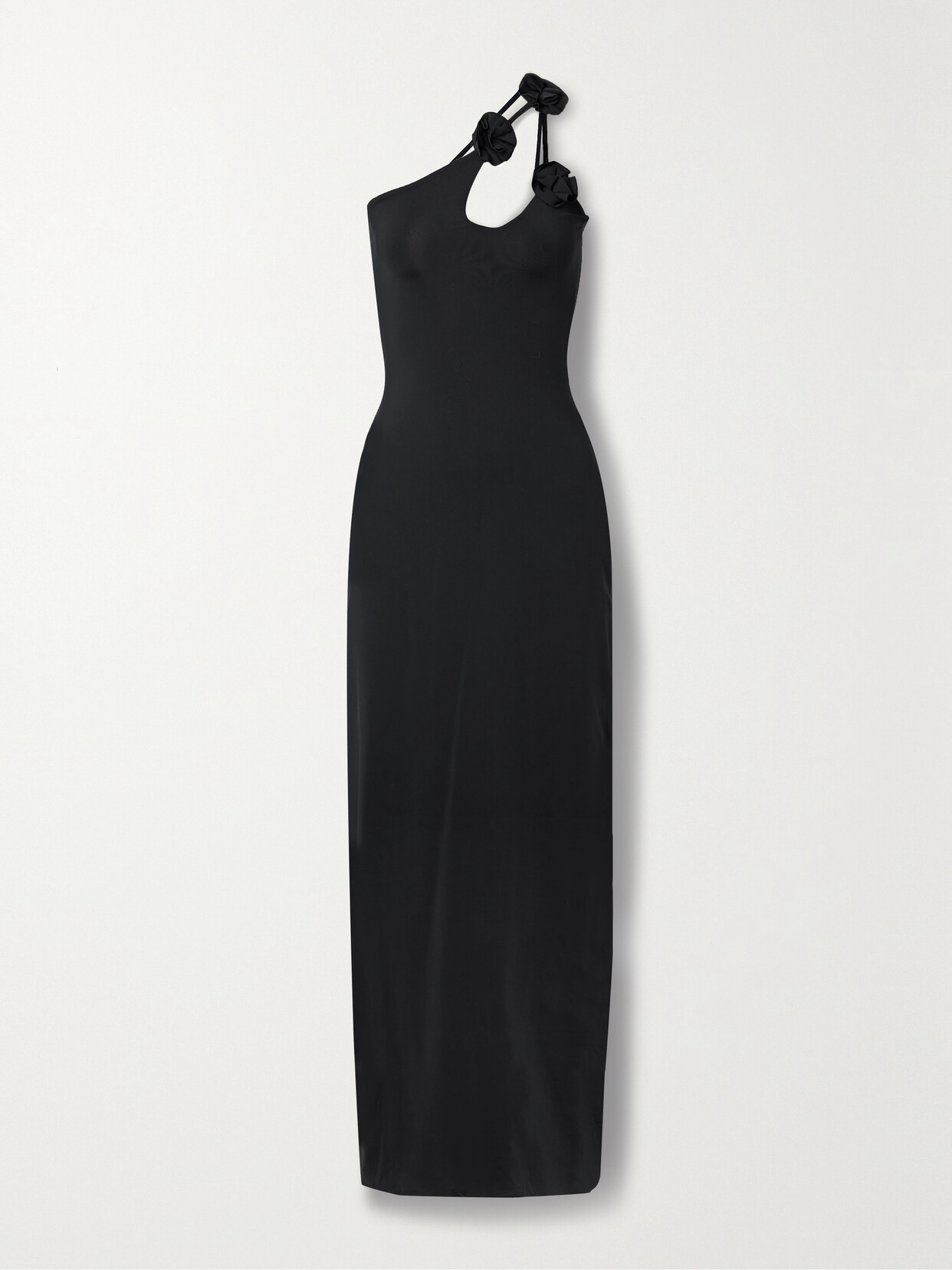 Maygel Coronel - + Net Sustain Celosía Appliquéd One-shoulder Stretch-jersey Midi Dress - Black