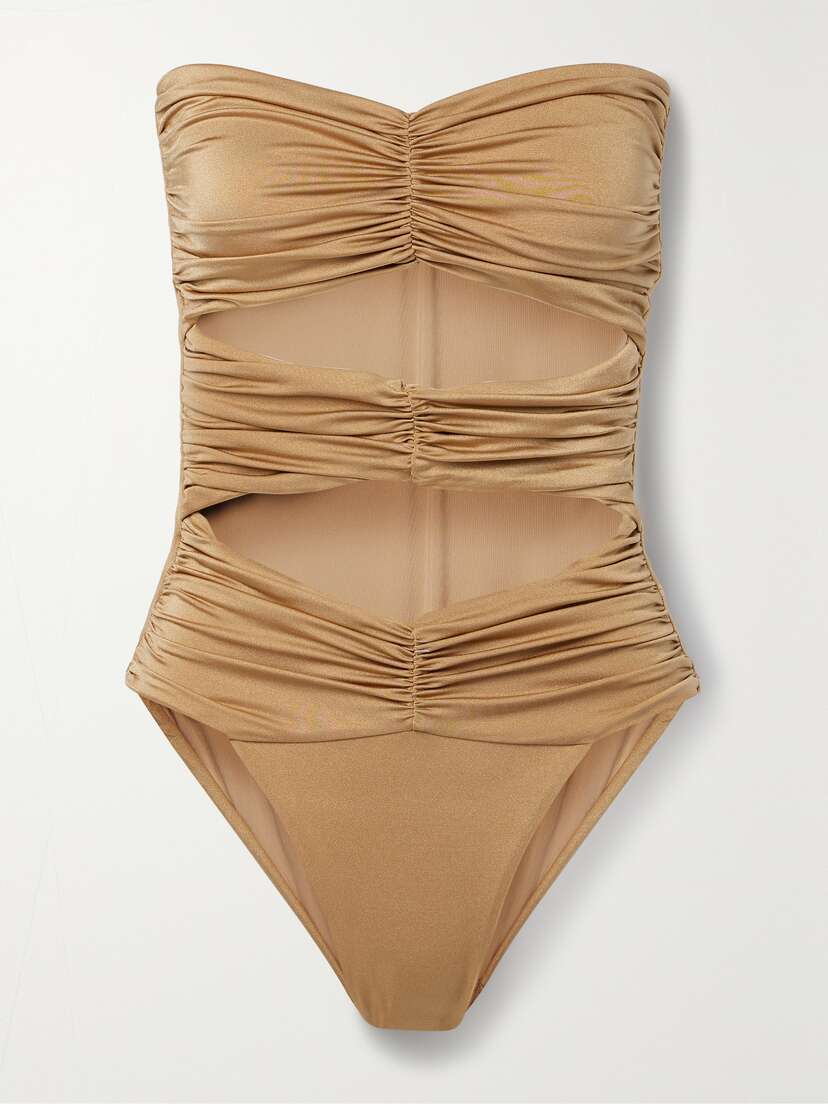 Maygel Coronel + Net Sustain Icaco Cutout Ruched Metallic Swimsuit