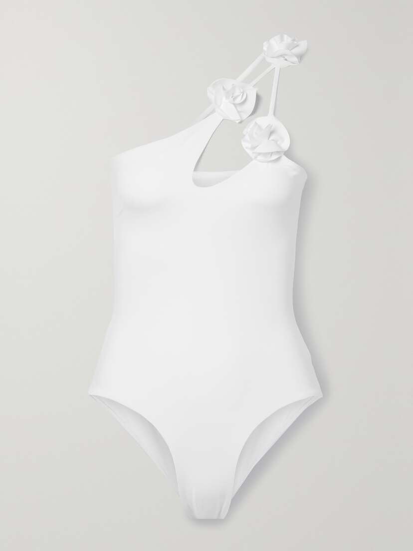 Maygel Coronel Aldaba One-shoulder Cutout Appliquéd Swimsuit