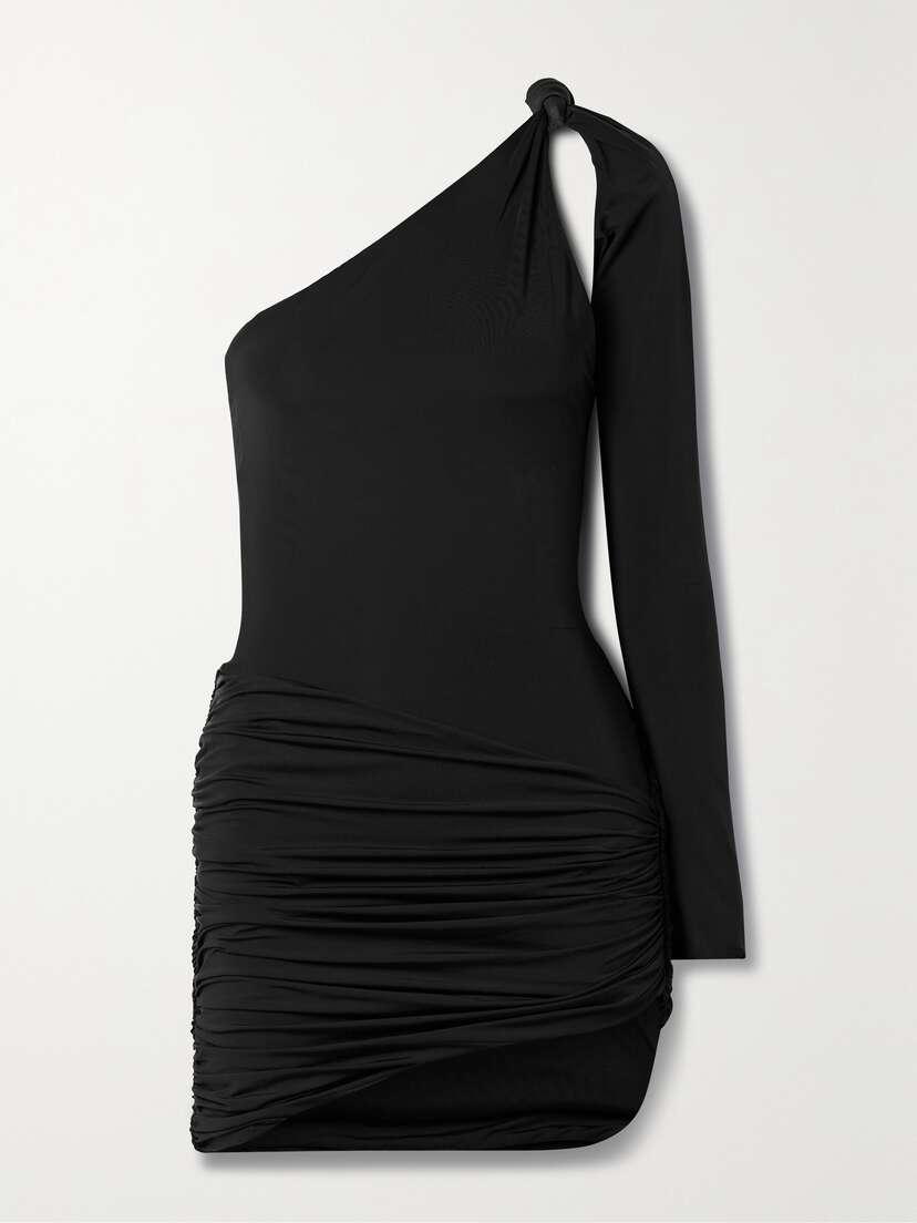 Maygel Coronel + Net Sustain Montt One-sleeve Ruched Cutout Stretch-jersey Mini Dress