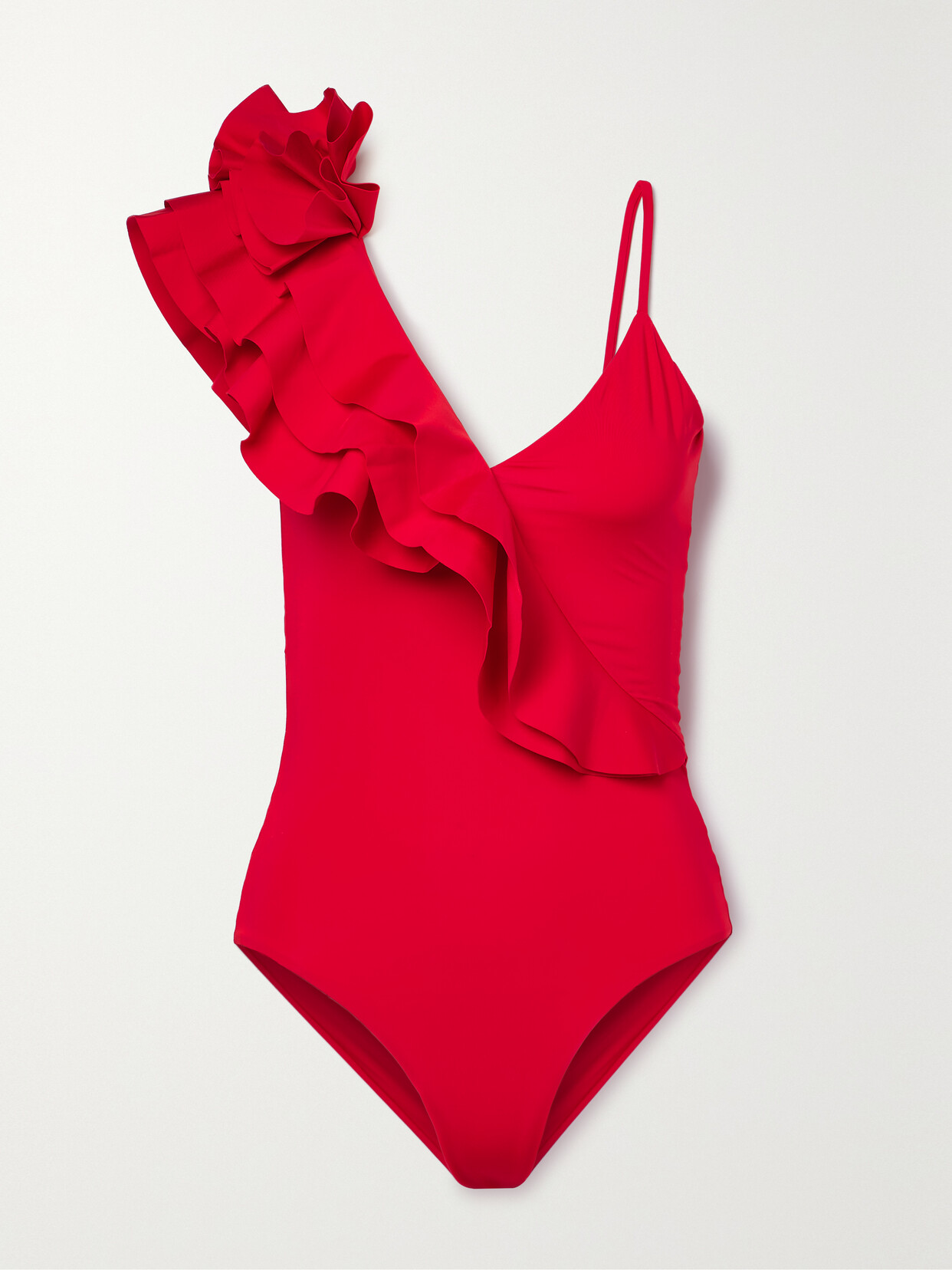 Maygel Coronel + Net Sustain Noor Ruffled Swimsuit - Red