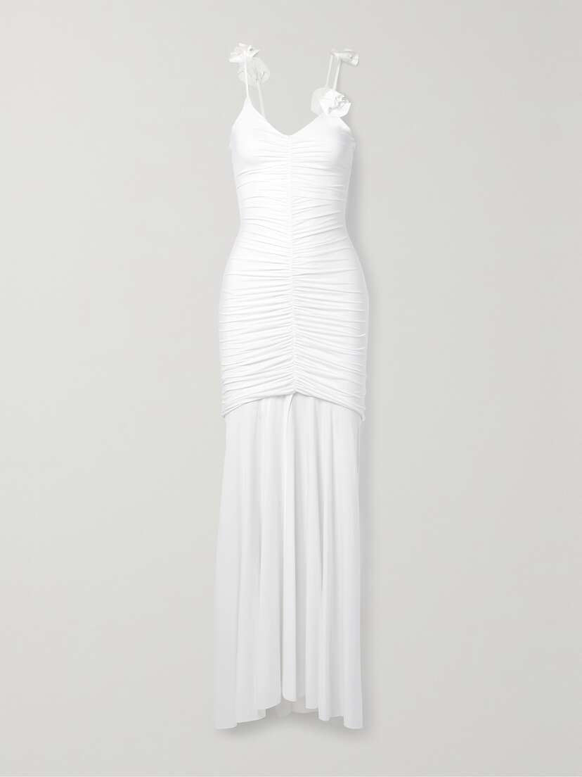 Maygel Coronel + Net Sustain Alejandra Appliquéd Ruched Stretch-jersey Maxi Dress