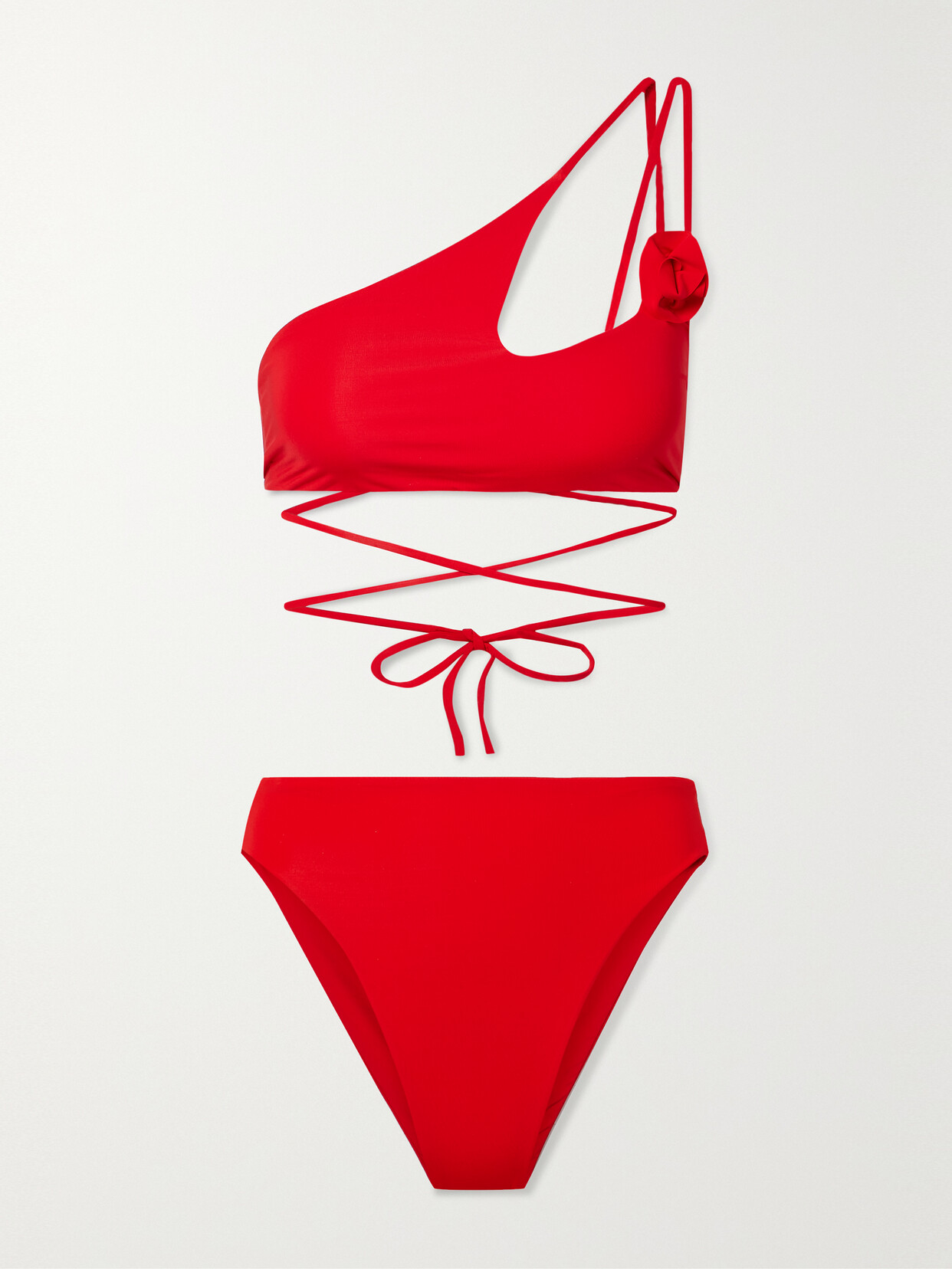 Maygel Coronel + Net Sustain Barajas One-shoulder Cutout Appliquéd Bikini In Red