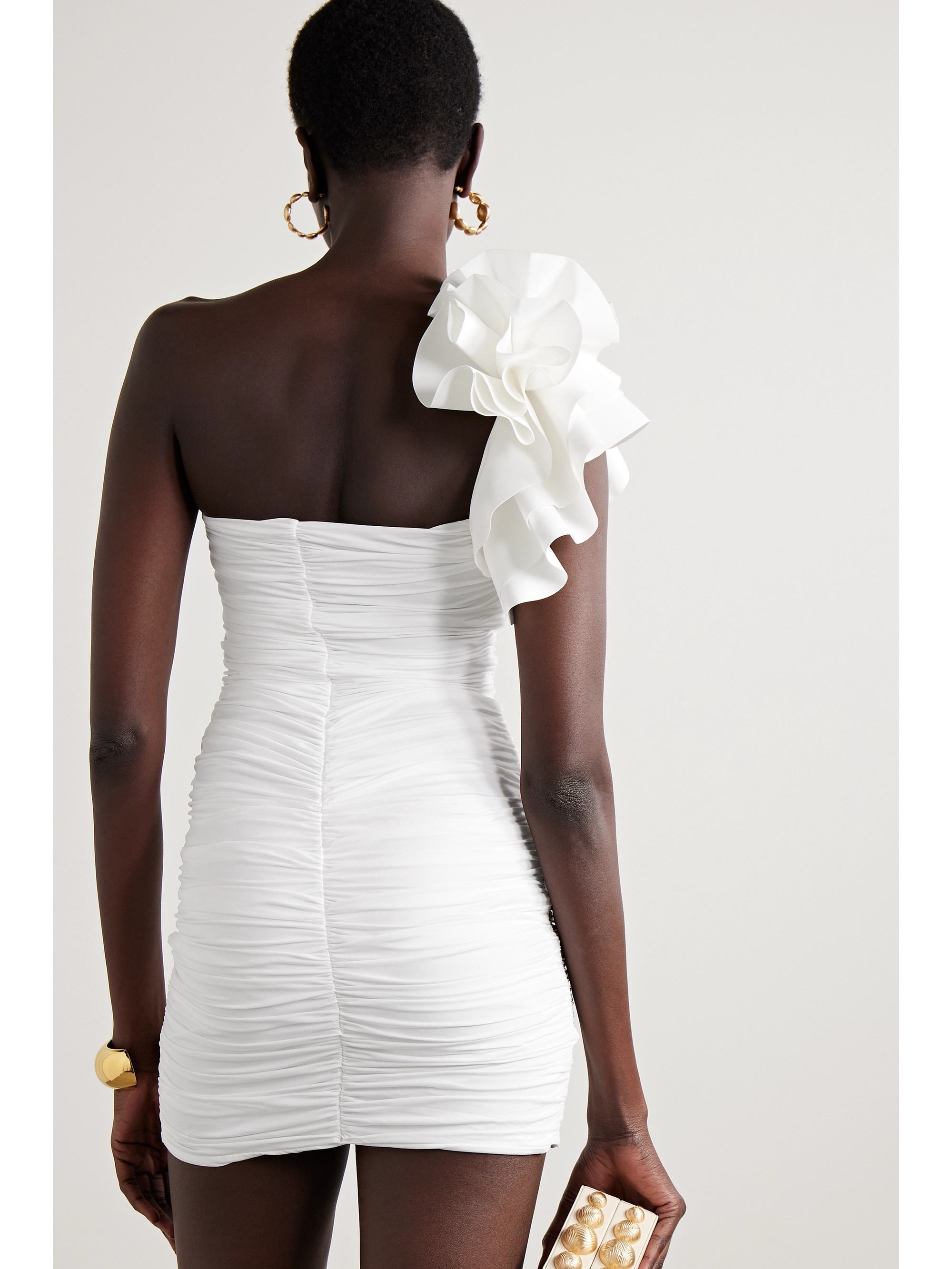 Maygel Coronel + NET SUSTAIN Equinoccio one-shoulder ruched stretch-jersey mini dress