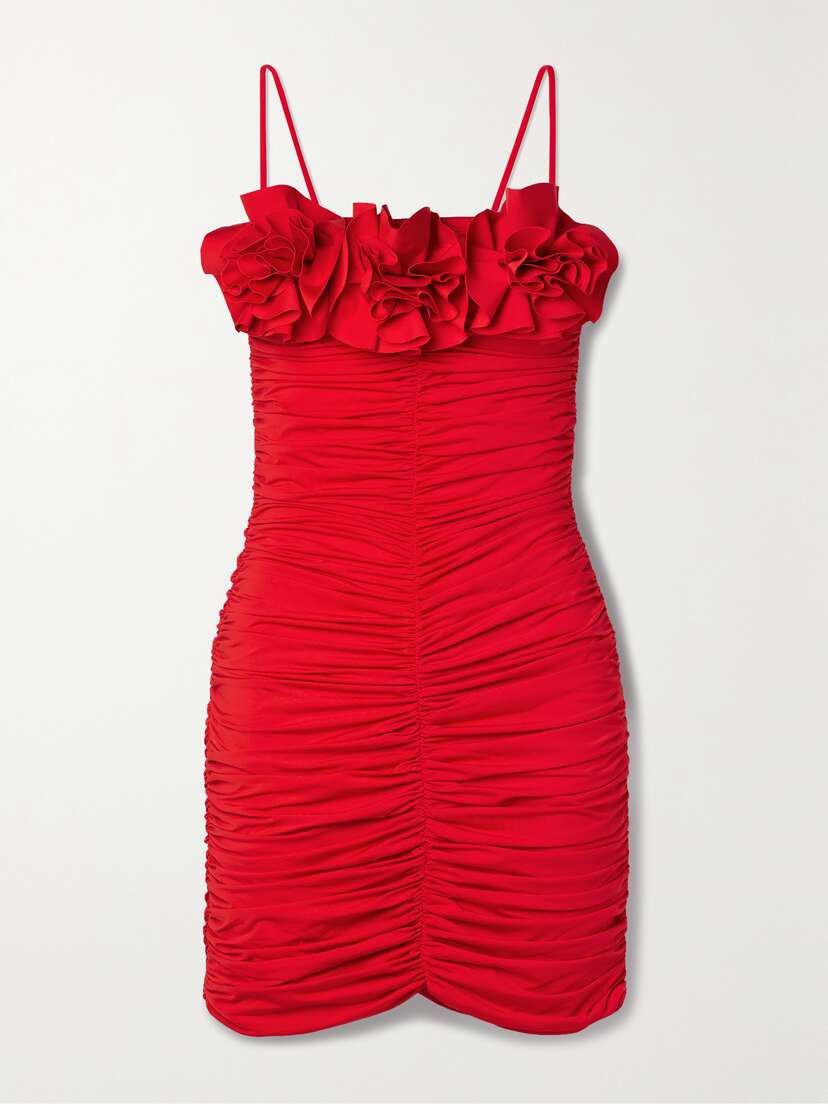 Maygel Coronel + Net Sustain Estribo Appliquéd Ruched Stretch-jersey Mini Dress